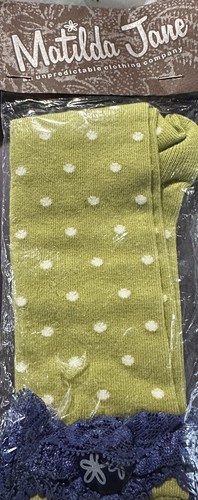 Girls MATILDA JANE Hammond Bay Green Polka Dot Gennys Socks L Large 1-4 NEW - Picture 2 of 4