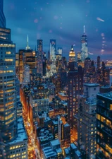 Photos Of New York Downtown Manhattan Street Buildings View Wall Art Print