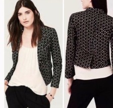 NWT 128 Ann Taylor Loft Black Eyelet Cropped Blazer Jacket Sz 2