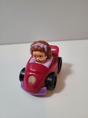 2009 Mattel Fisher Price Little People Wheelies Racecar Girl Maggie Flower Pink