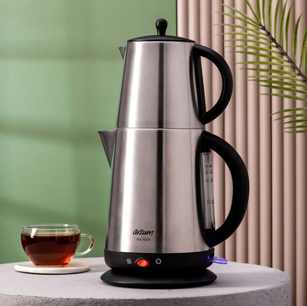 Arzum Turkish Tea Pot Maker, Electric, Stainless Steel, 2200W