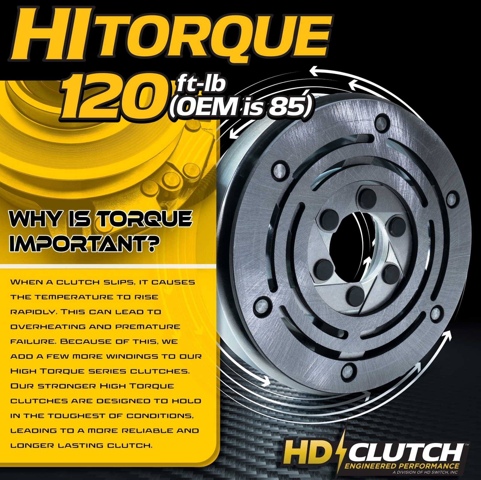 HiTorque 120ftlb (OEM 85) BIGBearing Billet Pulley PTO Clutch for Warner 5210-9