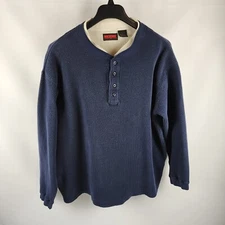 Wolverine Shirt Mens XL Blue White Thermal 3-Button Henley Knit Pullover