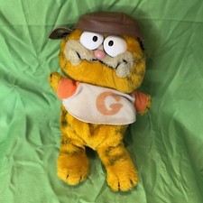 Vintage 1981 Garfield Plush Rugby Player FunFarm 8  Stuffed Animal grungy,stained