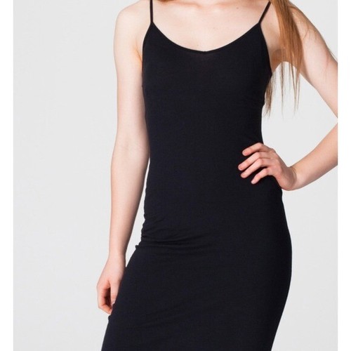 American Apparel Long Tank Maxi Dress Black XS Bodycon Bloggers Vintage Y2K Soft - Picture 2 of 13