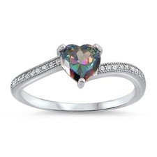 Heart Ring Genuine Sterling Silver 925 Rhodium Plated 6 mm Size 4 - 10