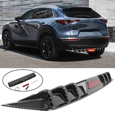 For Mazda CX-30 CX-50 CX-70 Carbon Rear Bumper Diffuser Lip w/ LED Brake Light