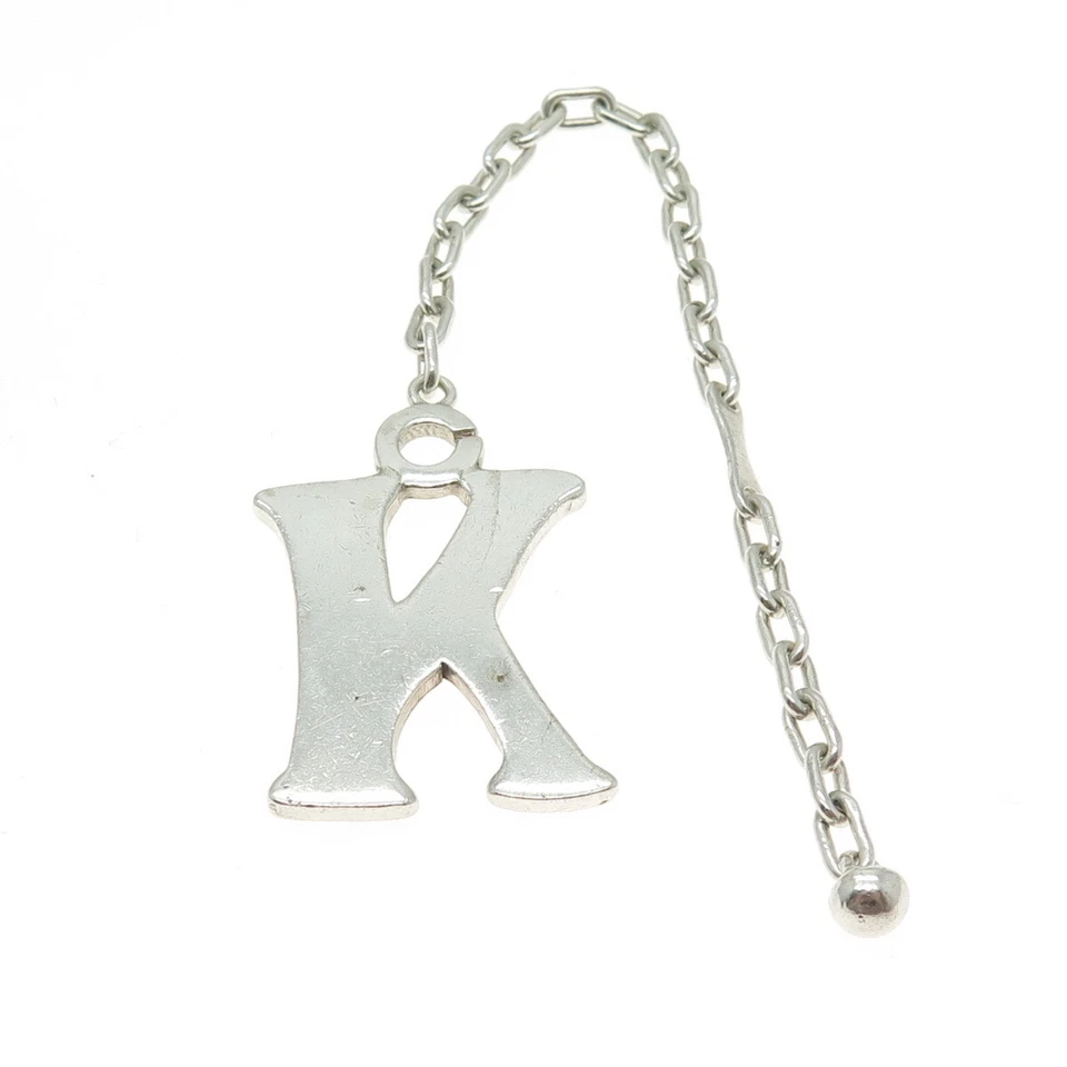 925 Sterling Silver Vintage Letter "K" Initial Key Fob Chain - Image 4 of 4