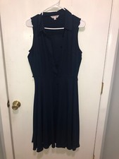 Nanette Lepore Pleated Bodice Button Up Fit Flare Dress SZ 8 Slip Dress Lining