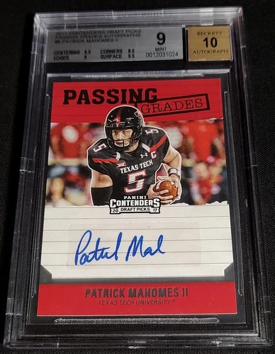 BGS 9/10 1/1 RC AUTO PATRICK MAHOMES II PASSING GRADES SP ROOKIE 2017 Contenders
