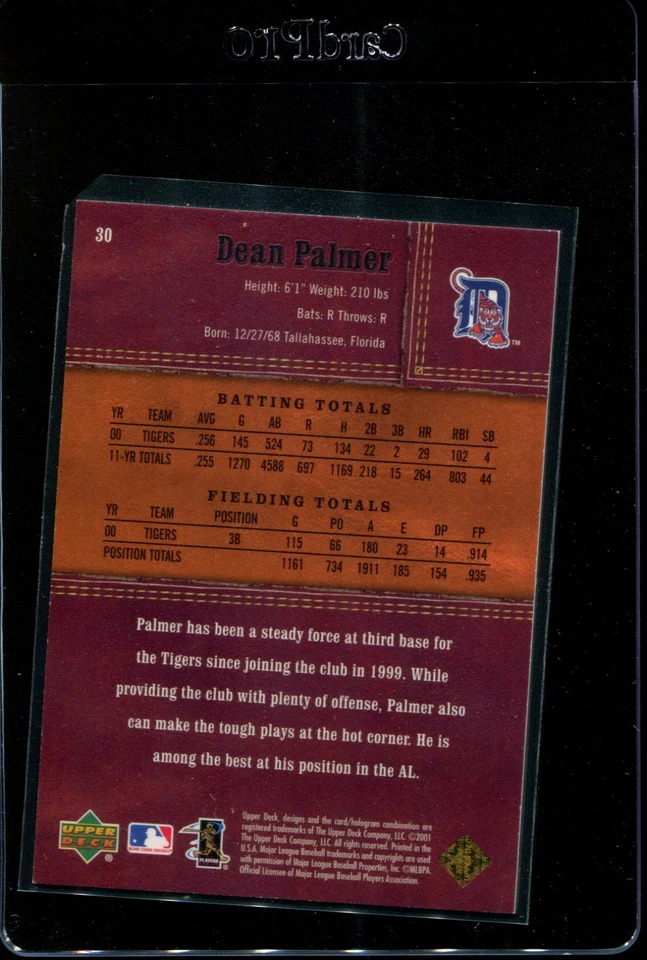 2001 UPPER DECK GOLD GLOVE LIMITED #30 DEAN PALMER /100 NMMT *321278 - Image 2 of 2