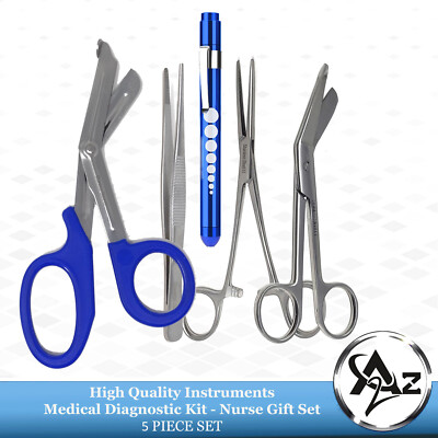 5Pc First Aid Paramedic Essential Nursing Tools Medic Surgical Instruments -Blue