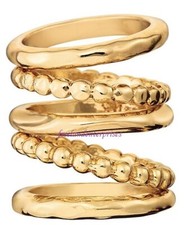 Ring Modern Metals Stacking 5 Ring Set  Goldtone  Size 8  NEW Boxed
