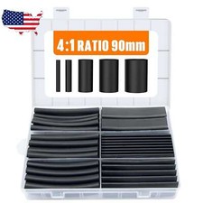 100PCS Black Heat Shrink Tubing Kit 4:1 Ratio Adhesive Lined Marine Grade Wrap