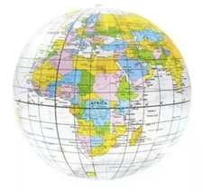 Inflatable Globe Transparent Colorful World Map Earth Educational Geography Toy