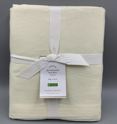 Pottery Barn Essential Linen Cotton Bed Skirt 14'' White Cal King #8313B