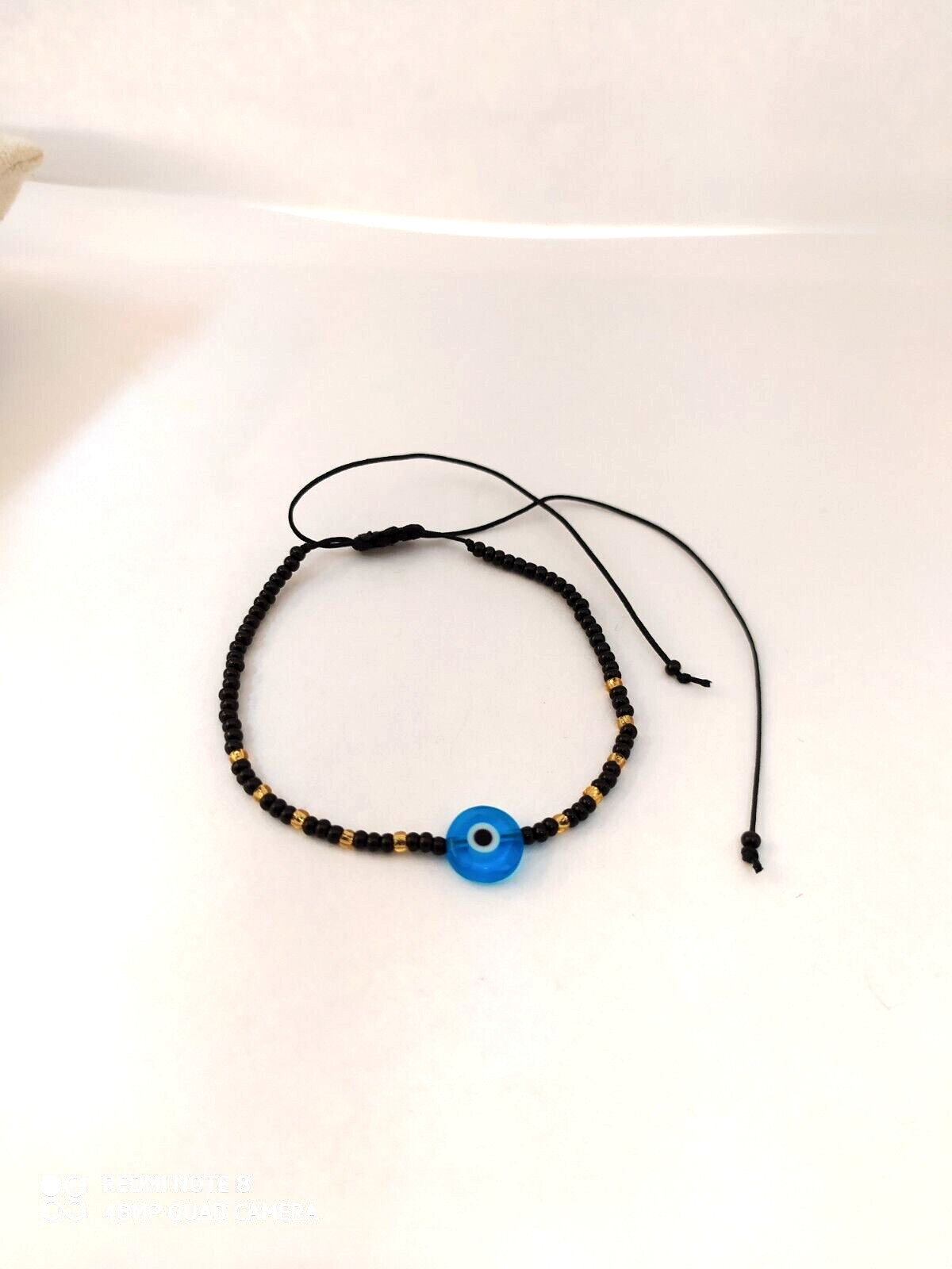 RARE Hand wish Beaded Thread Red Against Evil Eye Black Bracelet Hand Made