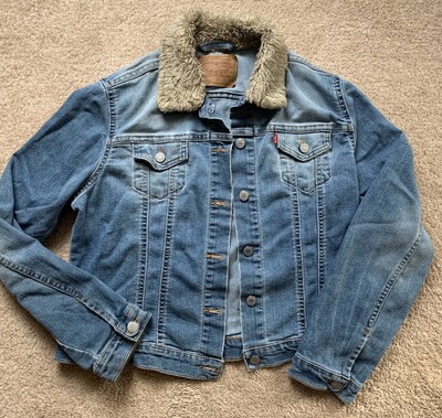 levi jean jacket with wool collar