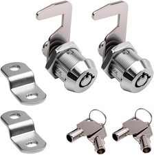 Toolbox Lock Tubular Cam Replacement Lock Hook Cam Keyed Alike 5/8 Inch, Chrome