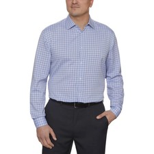 Kenneth Cole Men's Quick Dry Performance Dress Shirt, Blue, L 16-16.5,36/37 