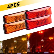 4x Red + Amber LED Side Marker Lights Truck Trailer Clearance Indicator Bulb EAH
