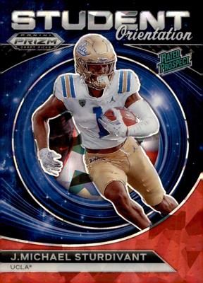 2024 Panini Prizm Draft Picks J. Michael Sturdivant Student Orientation Red Ice