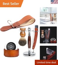 Classic Handmade Shaving Set with Straight Razor, Badger Brush, and Strop
