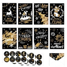 24 Sets Christmas Greeting Cards,4"x6" Black Gold Holiday Cards Personalized ...