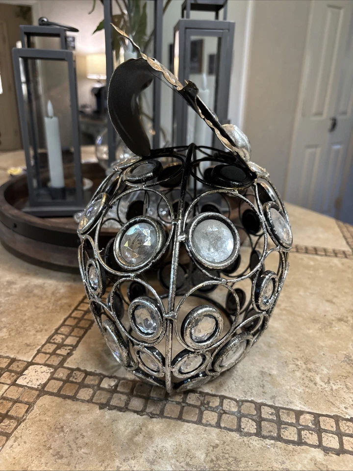 Estatuilla estatua vintage de búho de metal con pedrería decoración del hogar Foto 4 de 4