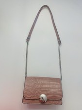 Zara Blush Pink Croc Embossed Chain Strap Cro...