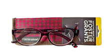 Womens Foster Grant Monica Reading Glasses W/Case - Magenta/Brown - 2.00 GREAT 