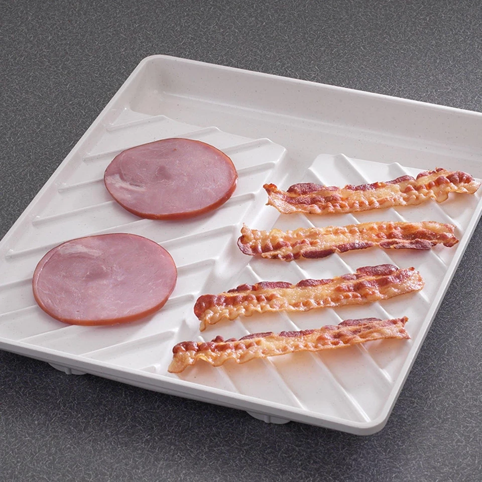 Nordic Ware Microwave Bacon Tray & Food Defroster 11.9 x 10.3 x 1.3, White - Image 3 of 4