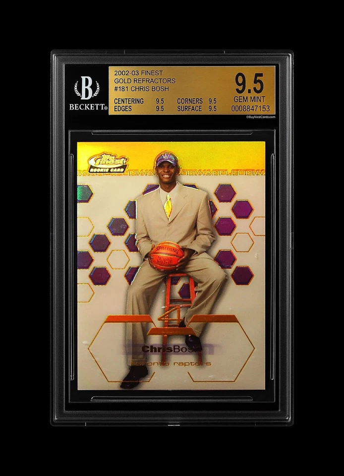 2002-03 Chris Bosh Topps Finest Gold Refractor XRC Jersey Numbers 4/25 BGS 9.5 - Image 4 of 4