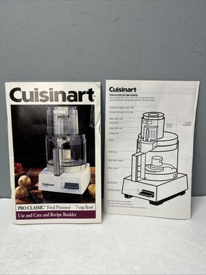 Cuisinart Pro Classic Food Processor Manual/Recipe Booklet DLC-10S DLC-10C 2002