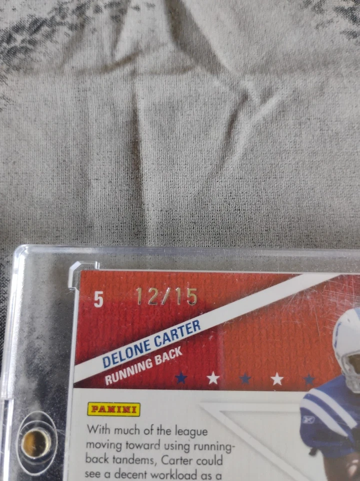 2011 Panini Absolute Memorabilia - Star Gazing Delone Carter #5 /15 Rookie Mem - Image 3 of 3