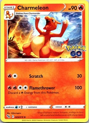 Charmeleon Uncommon Pokemon GO 009/078 NM