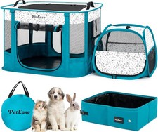 Portable 2-in-1 Dog Crate playpen, Outdoor Cat Playpen with Litter Box Area