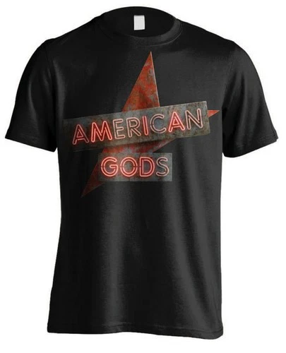American Gods Neon Sign Ian McShane Official Tee T-Shirt Mens Unisex