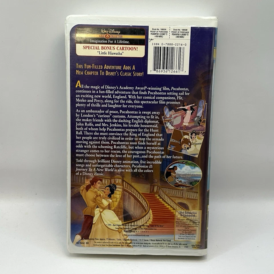 Pocahontas II Journey to a New World VHS Video Tape Gold Collection Clamshell 2 - Image 2 of 4
