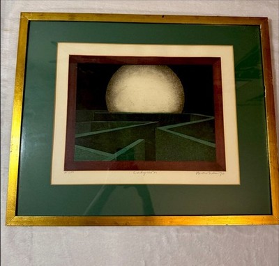 Signed Limited Edition Print  Labyrinth  85/100   Surreal Maze Moon   Framed