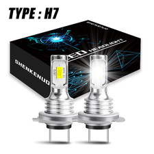2-Sides LED H7 Headlight Kit High or Low Beam Light Bulbs 6500K White Plug&Play