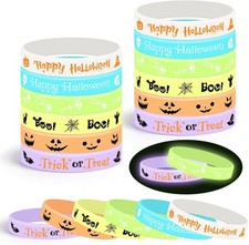 Lesnala 48 Pcs Halloween glow in the dark bracelets 6 Styles Trick or Treat...