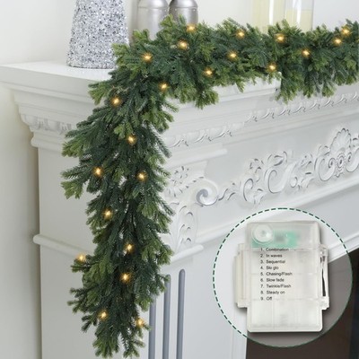 6 FT Christmas Garland Pre Lit Cedar Garlands Artificial Pine Cypress Garland...