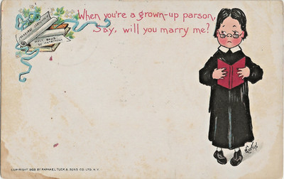 E. Curtis Artist Postcard Marrying Parson Romance R. Tuck Undivided Back 1907 U