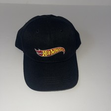 Hot Wheels Hat Cap Strap Back Mens One Size Black Embroidered Baseball Racing