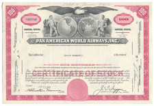 Pan American World Airways, Inc. Lot of 25 Stock Certificates (Pan Am)