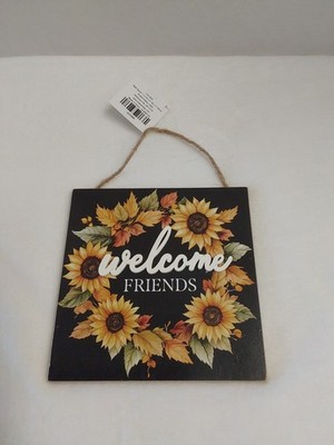 Hobby Lobby Fall Wall Decor W/Welcome Friends & Sunflowers 7'' X 7'' BNWT!
