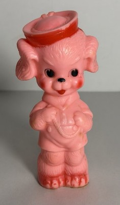 Sun Rubber Company 6  Pink Red Boy Dog Vintage Ruth E Newton Squeaker Toy 50's