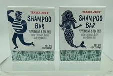 2 Trader Joes Shampoo Bars Peppermint & Tea Tree Oil Coconut Olive Jojoba