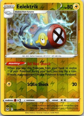 Eelektrik Reverse Holo Uncommon SWSH11: Lost Origin 060/196 LP